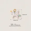 Detailed view of white enamel unicorn pendant with size markings in mm and inches - Rainbow Horse Pendant (1)