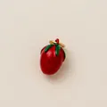 Cute red strawberry enamel pendant charm with a gold ring for fashion jewelry making - Persimmon Pendant / Red
