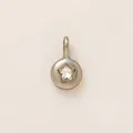 Minimalist silver stainless steel round pendant with inset star-shaped zircon stone charm - 1 Star Pendant / Steel