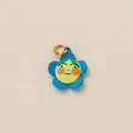 Cute blue flower pendant charm with a cartoon face for necklaces or shoes jewelry - Flower Pendant / Blue