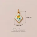 Detailed size specifications for the 18K gold-plated stainless steel sunflower pendant. - Rhombus Sunflower Style (No. 7) / 17x11mm / Gold