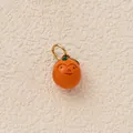 Cute orange-shaped charm pendant with a smiley face and gold ring for DIY jewelry - Orange Pendant / Orange