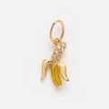 Charmante gele emaille banaan hanger met fonkelende kristallen en een gouden ophangoog - Banaandesign