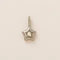 Silver stainless steel star charm pendant featuring a sparkling clear zircon stone inlay - White Star Pendant Style 4 / Steel