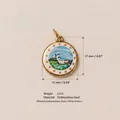 Macro detail of 316 stainless steel cow enamel pendant showing 18K gold finish and dimensions - Lakeside Cow Illustration (No. 9) / 17x15mm / Gold