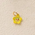 Cute yellow flower enamel pendant featuring a smiling face and a gold-tone bail - Smile Flower Charm / Yellow