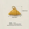 316 stainless steel mini yellow croissant charm pendant with detailed dimension markings - Croissant Pendant / Yellow