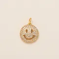 Vergoldeter Smiley-Anhänger für Schnürsenkel mit funkelnden Zirkonia-Steinen im Pavé-Stil - Smiley-Gesicht Anhänger