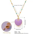 Exquisite purple heart-shaped locket necklace with vibrant beads on a gold-plated chain - Heart Locket Style (Elf) / Pink Gold