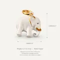 Ciondolo a forma di elefante bianco smaltato a mano in rame con dettagli placcati oro - Ciondolo Elefante 2 / Ciondolo Elefante