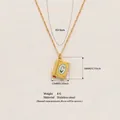Size details and material specifications for the stainless steel book pendant necklace - Hand-painted Book Necklace (HSNK253806K) / Yellow Flower Style