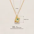 Detailed size measurements of the vintage book pendant necklace in stainless steel - Hand-painted Book Necklace (HSNK253806K) / Yellow Clover Style