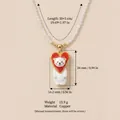 Schattige cartoon beer hart hanger ketting van koper met witte kralenketting en afmetingen - Hart Beer