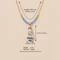 Schattige konijnenhanger ketting in keramiekstijl met gouden ketting en blauwe kralen - Blauw Konijn