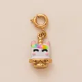 Gold unicorn cake enamel charm with lobster ring for DIY jewelry and bag decoration - Cat Shape / White