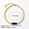 Retro Goldperlenarmband mit blauem Harzstein-Akzent, leichtes 2,5g Schmuckstück - Stil 10 Dunkelblauer Balken Armband