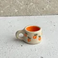 Miniature ceramic-look orange print cup pendant for DIY jewelry making accessories - Orange Cup Pendant