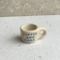 18k gold plated stainless steel mini cup pendant with blue Coffee and Cake text print - Letter Cup Pendant