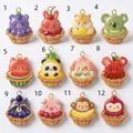 Detailed showcase of twelve assorted fruit animal pendants in a numbered grid layout - Blueberry Bear Pendant Only (Without Chain)
