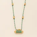Retro Evil Eye kaleidoscope necklace with colorful woven rope and gold pendant - Blue Eye Kaleidoscope