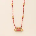 Retro evil eye kaleidoscope necklace with red braided cord and gold-plated pendant - Red Eye Kaleidoscope