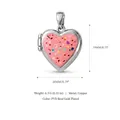 Ciondolo locket a cuore argento con motivo rosa maculato e placcatura in oro PVD - 20x19mm / 1 Ciondolo Cuore Rosa Cornice Argento Solo (Senza Catena)