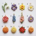Variety of 12 colorful floral plant pendants and charms for DIY jewelry accessories - 1 White Orchid