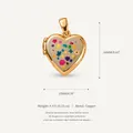 Ciondolo locket vintage a forma di cuore in rame dorato con motivi floreali e dimensioni - 3 Ciondoli A Forma Di Fiore Con Cornice Dorata