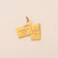 Vintage style gold love letter shoelace charm with a sliding 'I Love You' message - Love Letter Envelope Pendant / Gold