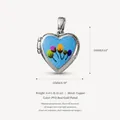 Ciondolo medaglione vintage a forma di cuore dipinto con fiori, argentato, 15 mm - 4 Ciondolo A Forma Di Fiore Viola Con Cornice Argentata