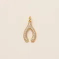 Elegant gold-tone pavé-set wishbone charm accessory for shoes or jewelry - Wishbone (Pendant) / Gold