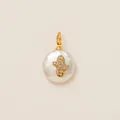 Elegant gold cactus charm pendant with white baroque pearl for vintage shoelace jewelry - Cactus (Pearl Pendant) / White
