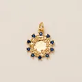 Gold celestial shoelace charm with blue crystals and embossed zodiac symbols - Blue Zirconia Zodiac (Pendant) / Blue