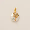 Vintage gold palm tree charm with pearl detail for retro shoelace pendant decoration - Coconut Tree (Pearl Pendant) / White