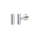 Détail de boucles d'oreilles minimalistes en acier inoxydable en forme de T à vis - Style Cylindre / Argent