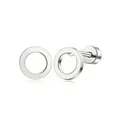 Vue détaillée de boucles d'oreilles cercle en acier inoxydable avec fermoir à vis. - Style Cercle Creux / Argent