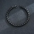 Black stainless steel box chain bracelet for men featuring a secure lobster clasp closure - Box Chain / Black