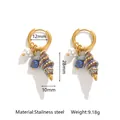 Detailopname van roestvrijstalen schelpoorbellen met duidelijke maataanduidingen - Zwart en Blauw