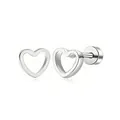 Élégantes boucles d'oreilles cœur creux en acier inoxydable argenté avec fermoir à vis. - Style Coeur Ajouré / Argent