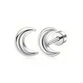 Boucles d'oreilles clous lune élégantes en acier inoxydable argenté avec fermoir à vis. - Style Lune / Argent