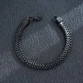 Black stainless steel Cuban chain bracelet with lobster clasp for men's hip hop style - Rectangular Link Chain / Black