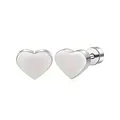 Minimalist stainless steel heart-shaped screw-back stud earrings with polished silver finish - Heart Style / Silver