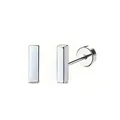 Minimalist stainless steel rectangular bar stud earrings with screw-back - Square Column Style / Silver