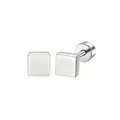 Minimalist silver square stainless steel stud earrings with screw-back - Square Style / Silver