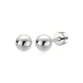 Polished stainless steel ball stud earrings with secure screw back design in silver finish - Ball Style / Silver