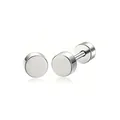 Silver stainless steel disc stud earrings with secure screw back closure for women - Round Disk / Silver