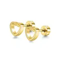 Minimalist gold plated stainless steel heart-shaped screw back stud earrings for women - Open Heart Style / Gold