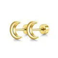 Elegant gold crescent moon screw-back stud earrings made of durable stainless steel. - Moon Style / Gold