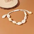 Bracciale in conchiglie intrecciato a mano per donna stile vacanza al mare ed oceano - Bracciale Singolo / Bianco