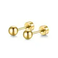 Polished gold-plated stainless steel ball stud earrings with secure flat screw backs - Ball Style / Gold